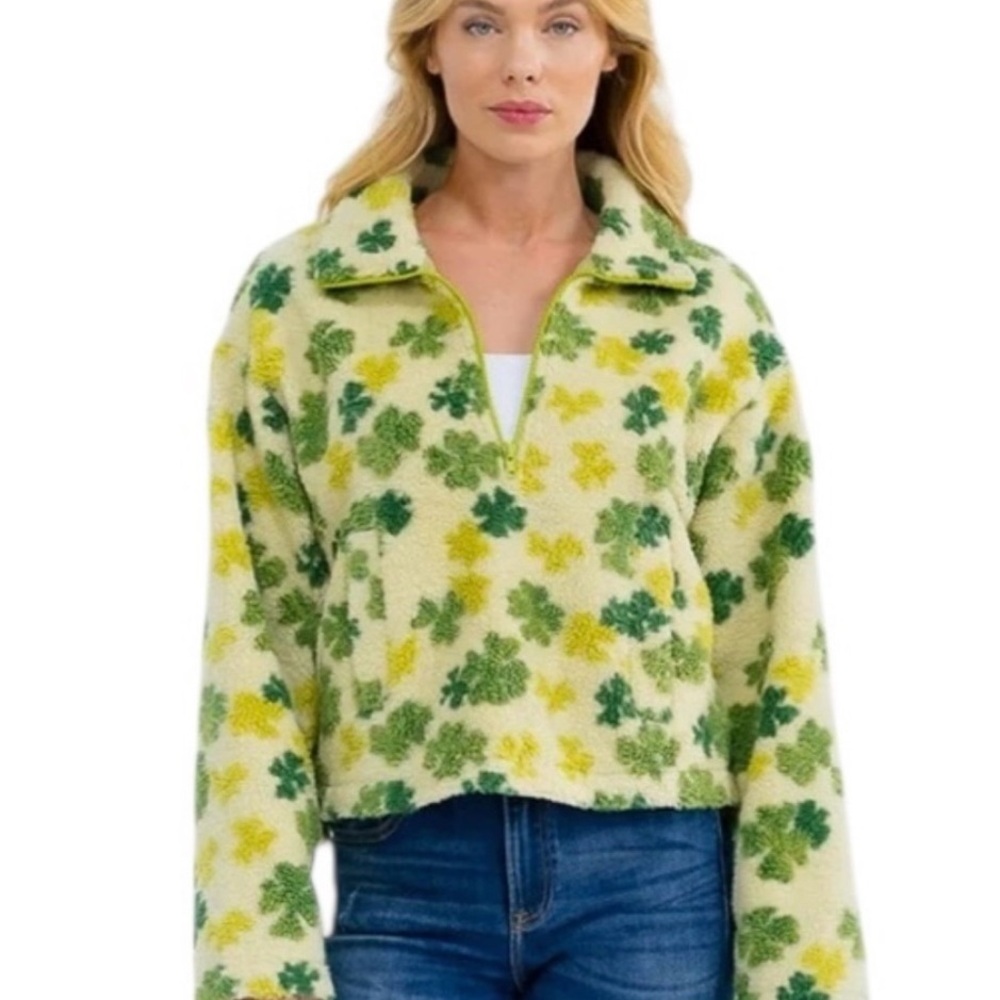 AKAIV Green Floral 1/4 Zip Jacket - NWT Hoodie